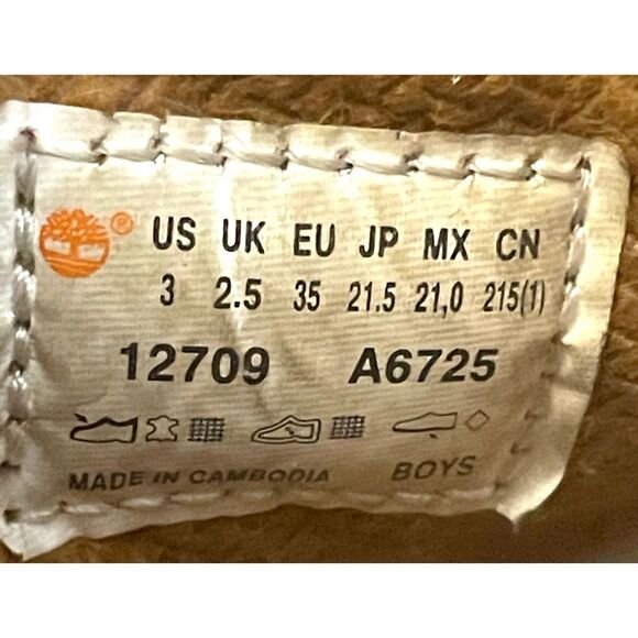 Timberland Wheat 6” Boys Boots Size 3 Medium Brown Leather Collar 12709 - Picture 8 of 9